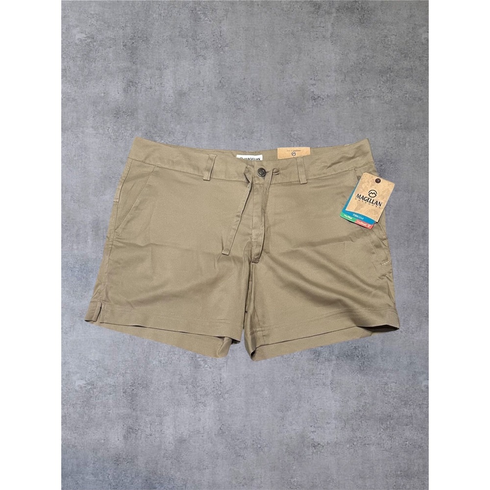 NEW Magellan Outdoors FishGear Shorts Womens L Khaki UPF 20 Fishing Hiking 5in